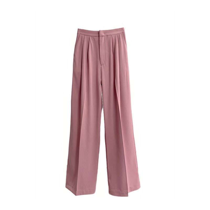 ピンクコーデ プリーツ入りワイドピンクパンツ