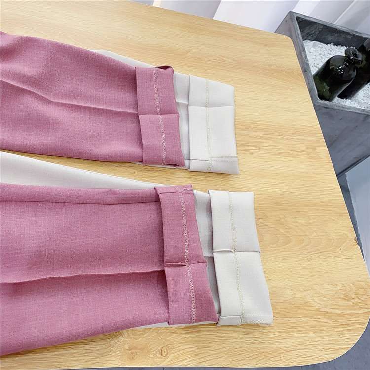 ピンクコーデ ハイウエストテーパードピンクパンツ