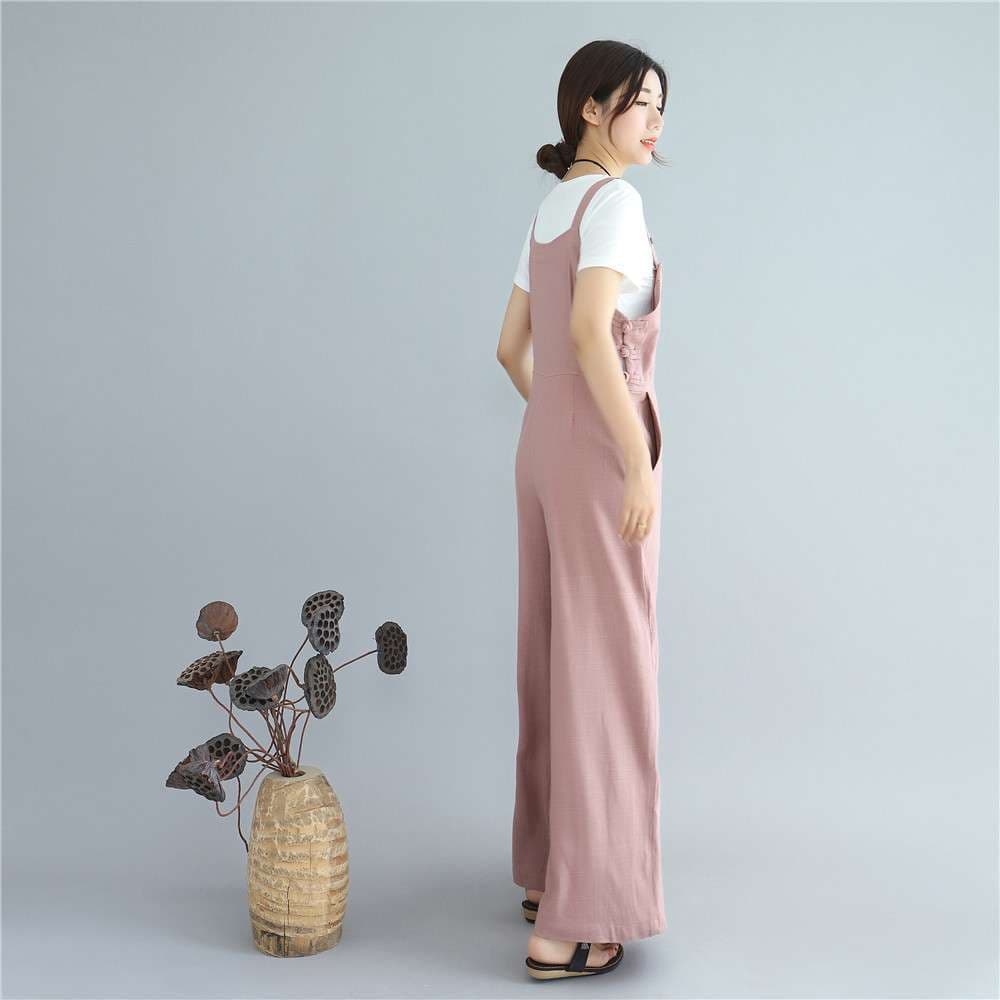 ピンクコーデ ゆったりオールインワン サロペット ピンクパンツ