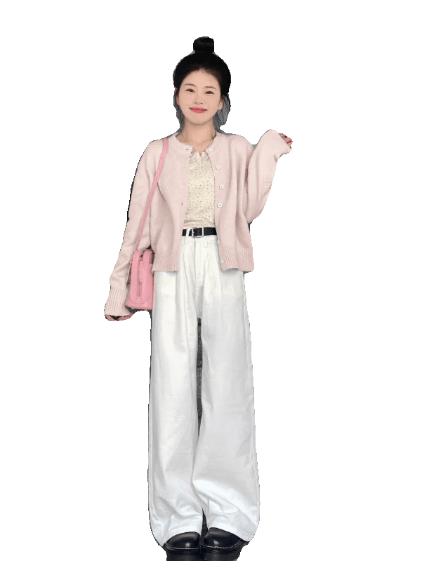 ピンクコーデ ふんわり優しい春のカーディガン