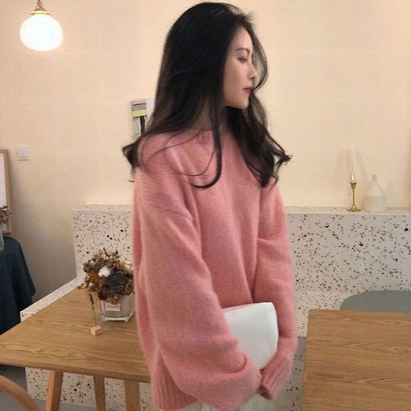 ピンクコーデ ゆったり モコモコ ピンクニット セーター レディース ビッグシルエット ゆったり ゆる感 ピンクコーデ トップス