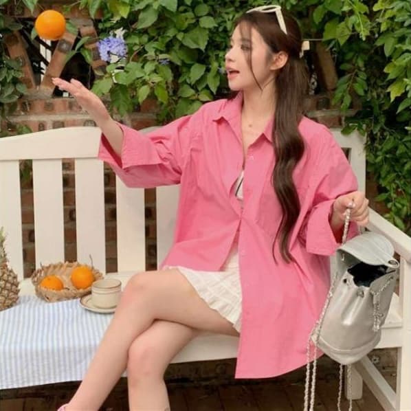 ピンクコーデ ゆったりシルエット オーバーサイズ ゆったり 大きめ リラックス カジュアル きれいめ シンプル 着回し ピンクシャツ