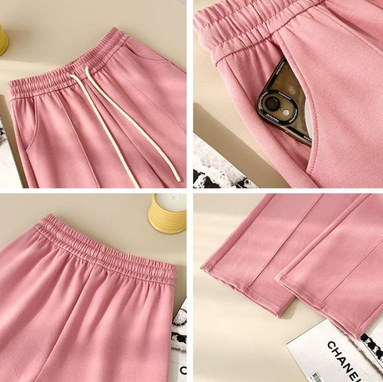 ピンクコーデ ゆったり リラックス ワイド ウエストゴム 楽ちん ピンクパンツ ピンクコーデ