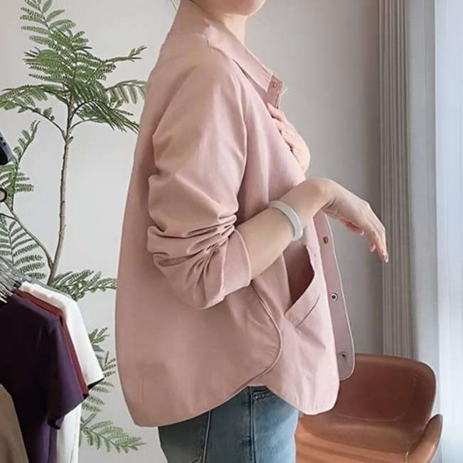 ピンクコーデ ゆったりシルエットのシャツジャケット