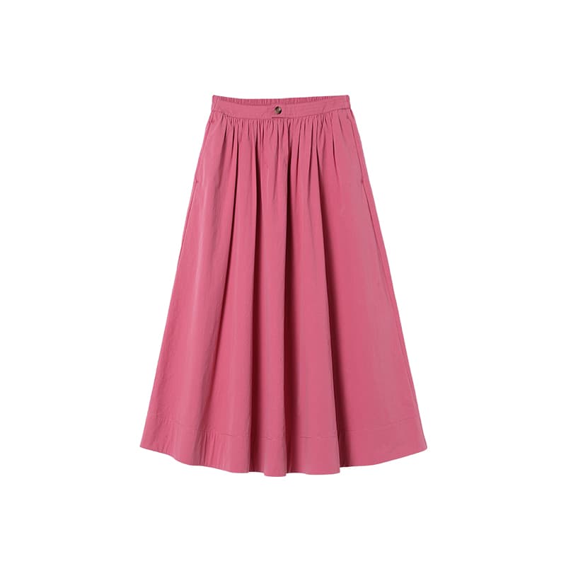 ピンクコーデ フレア ロング ピンクスカート ゆったりシルエット