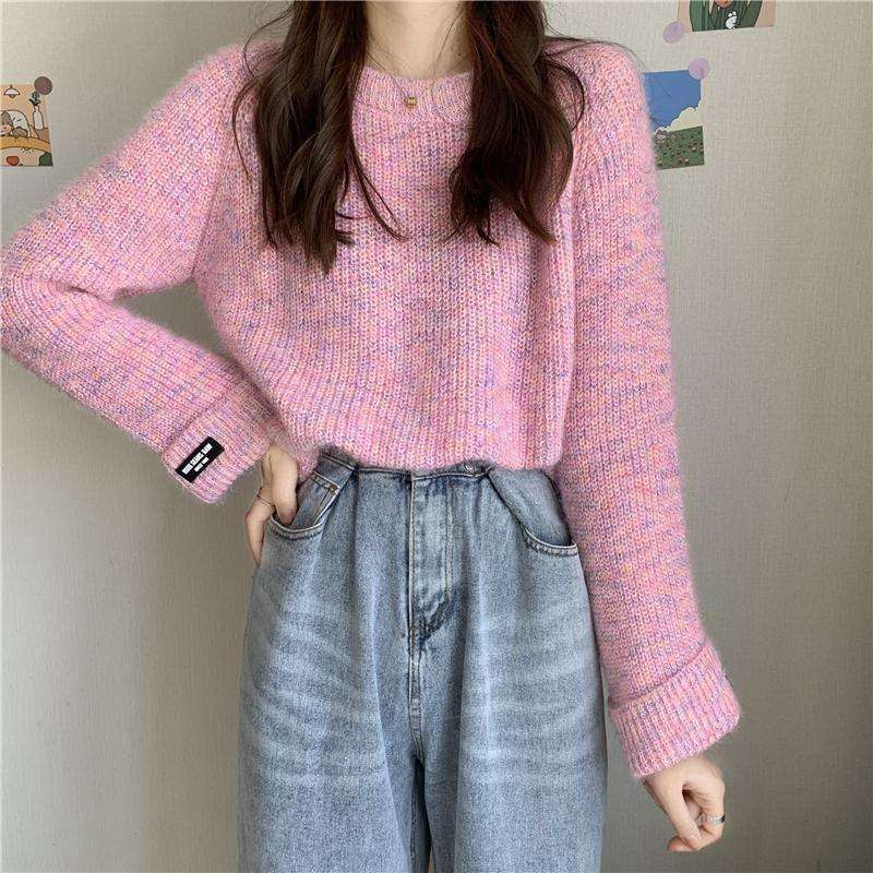 ピンクコーデ ふわふわ モヘアニット ピンクセーター トップス ゆったりシルエット トップス レディース カジュアル きれいめ ピンクコーデ