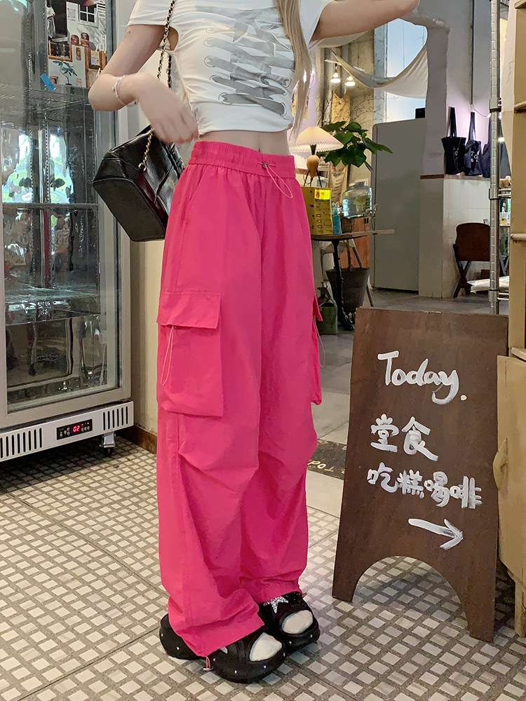 ピンクコーデ カーゴワイド ゆったり楽ちん ピンクパンツ