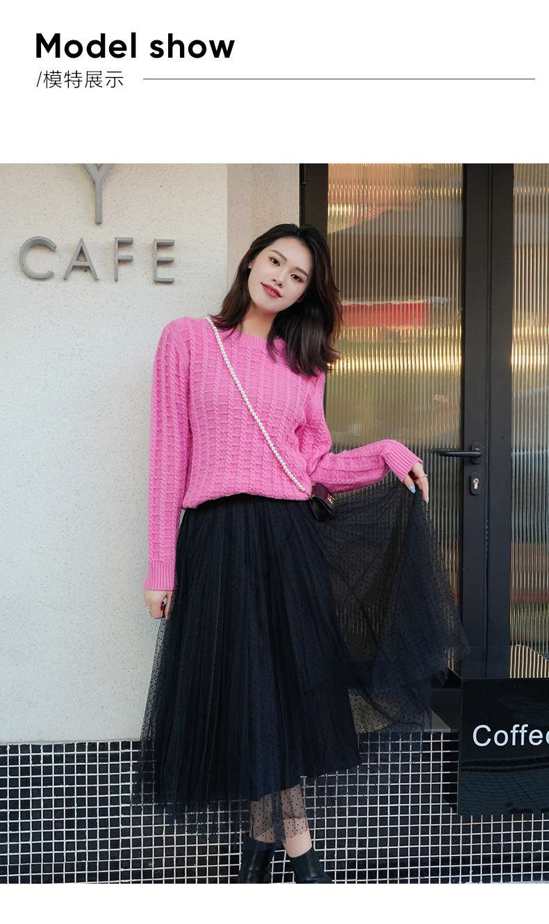 ピンクコーデ ケーブル編みニット 長袖 レディース 大人 オシャレ セーター ピンクトップス