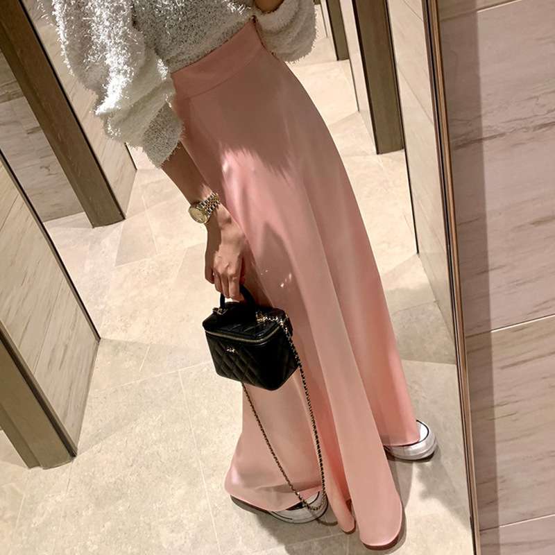 ピンクコーデ ふんわり エレガント 優雅 カジュアル フォーマル マキシ丈 フレア スカート