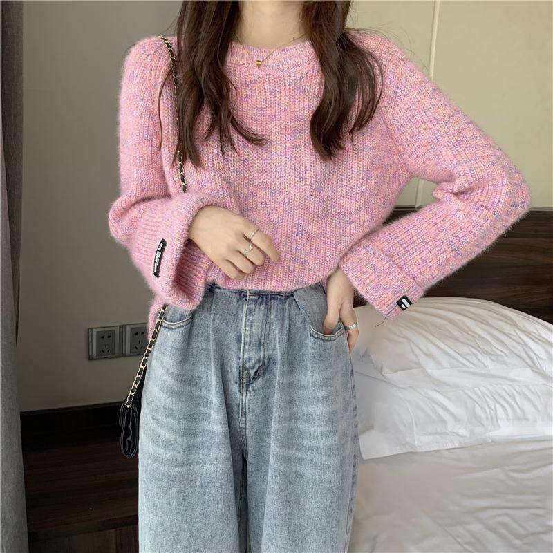 ピンクコーデ ふわふわ モヘアニット ピンクセーター トップス ゆったりシルエット トップス レディース カジュアル きれいめ ピンクコーデ