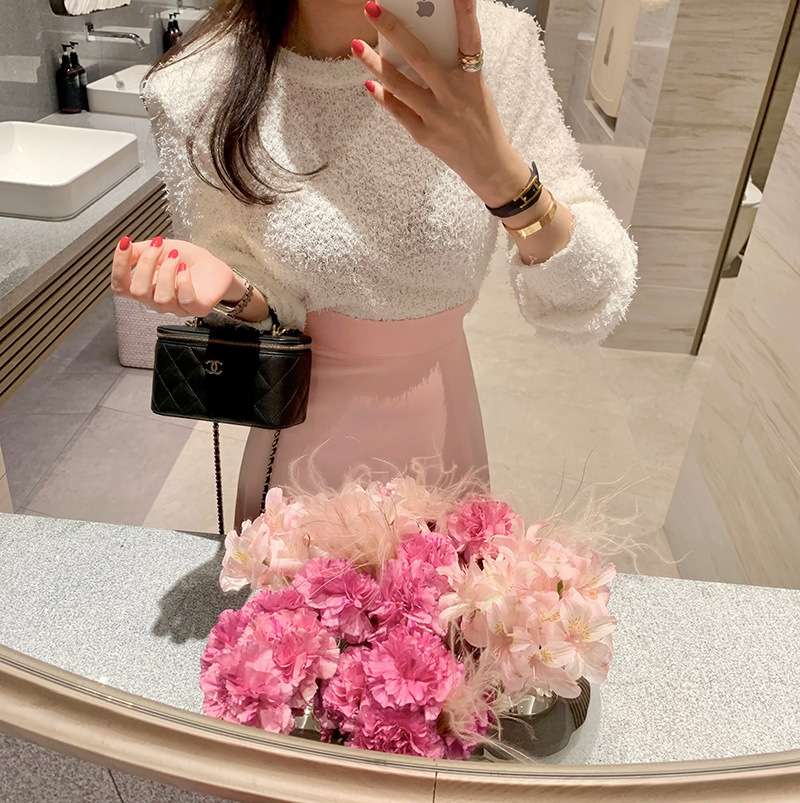 ピンクコーデ ふんわり エレガント 優雅 カジュアル フォーマル マキシ丈 フレア スカート