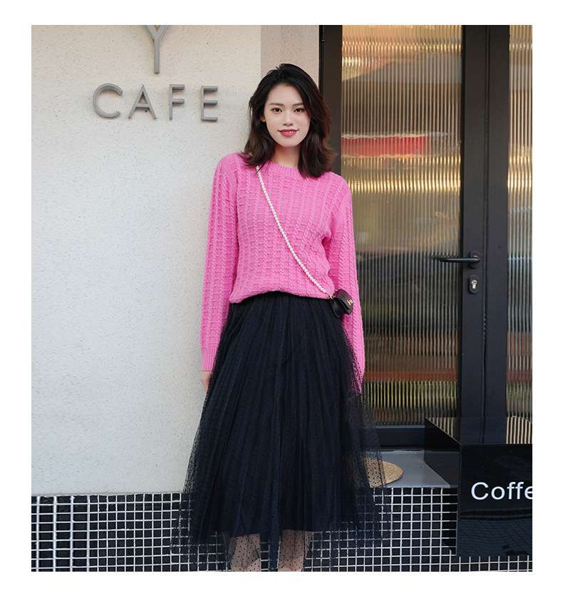 ピンクコーデ ケーブル編みニット 長袖 レディース 大人 オシャレ セーター ピンクトップス