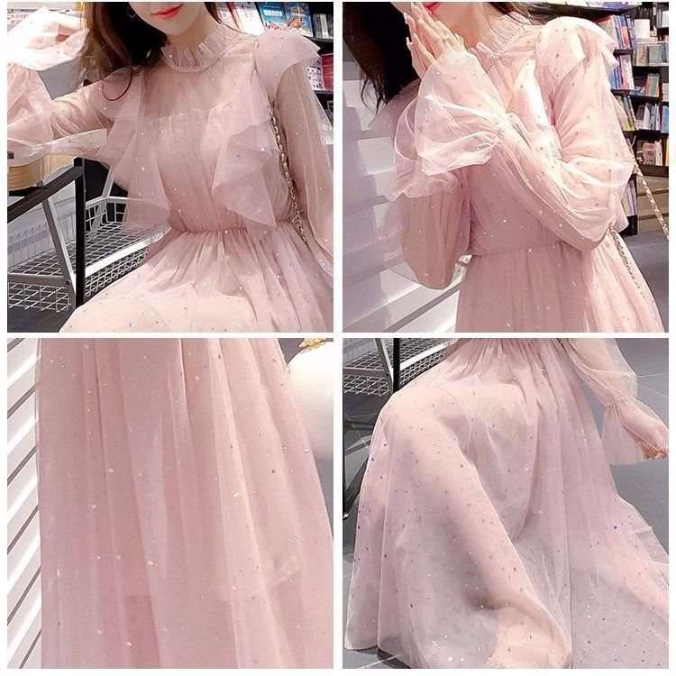 ピンクコーデ きらめき舞う妖精のようなチュールピンクワンピース