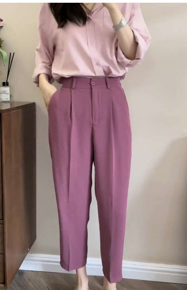ピンクコーデ しなやかドレープストレートピンクパンツ