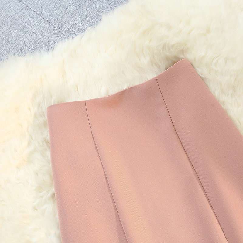 ピンクコーデ マーメイド 切替 フレア ピンクスカート