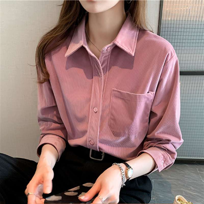 ピンクコーデ ゆったり シルエット 上品 長袖 シンプル 無地 着回し ピンクブラウス シャツ くすみピンク ピンクコーデ