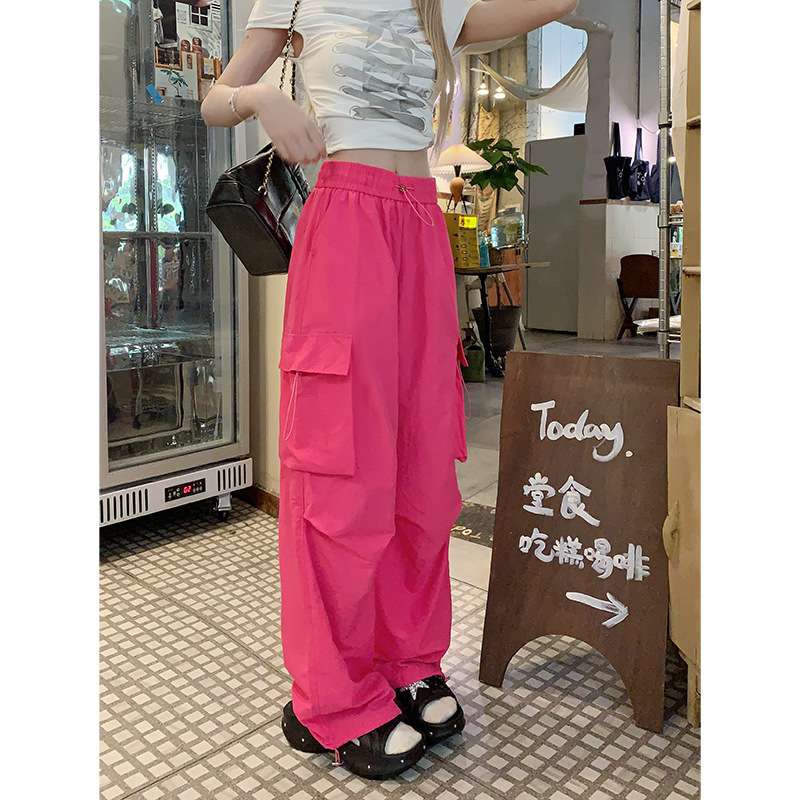 ピンクコーデ カーゴワイド ゆったり楽ちん ピンクパンツ