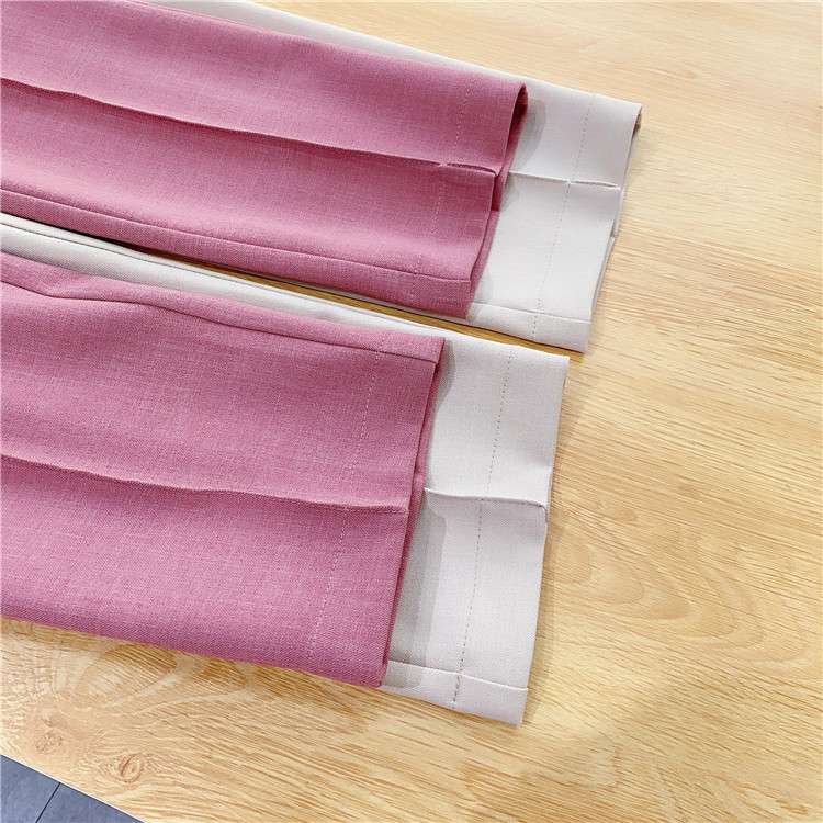 ピンクコーデ ハイウエストテーパードピンクパンツ