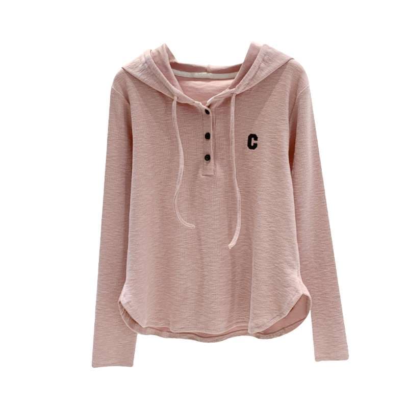 ピンクコーデ ゆるふわフード付きトップス