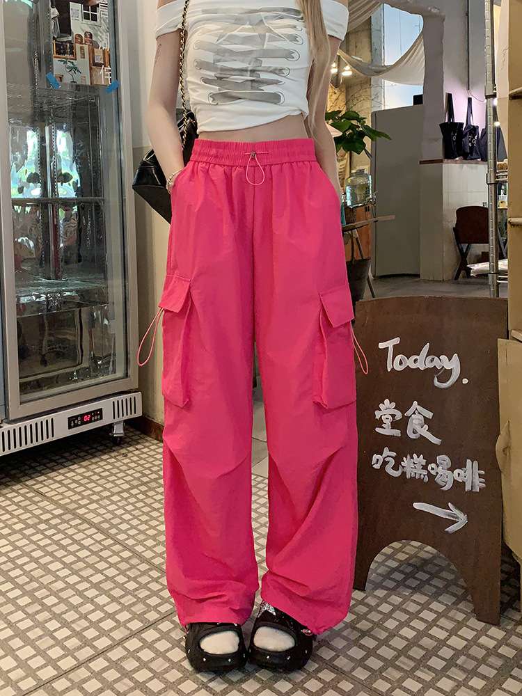 ピンクコーデ カーゴワイド ゆったり楽ちん ピンクパンツ