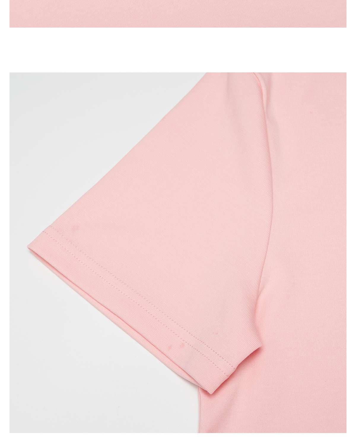 ピンクコーデ シンプルカジュアル半袖Tシャツ