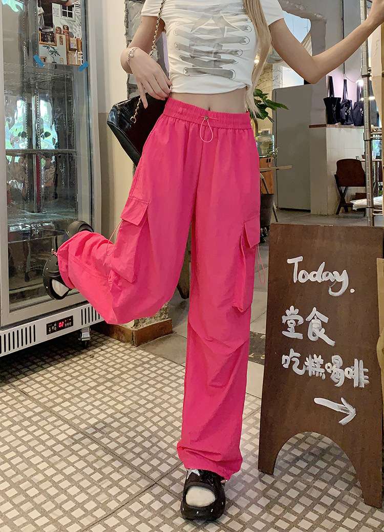 ピンクコーデ カーゴワイド ゆったり楽ちん ピンクパンツ