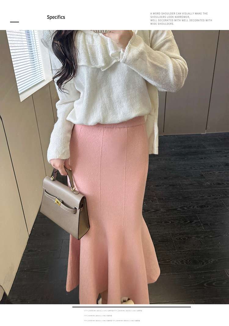 ピンクコーデ しなやか マーメイド ミドル丈 あったか やわらか 女性 スカート