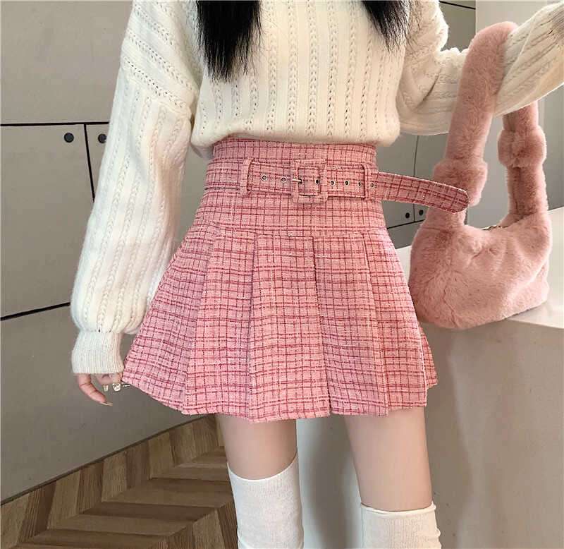 ピンクコーデ クラシックプリーツミニスカート