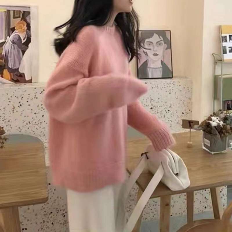 ピンクコーデ ふわもこ ニット ビッグシルエット ゆったり 大きめ 体型カバー ゆるふわ 着心地 リラックス 抜け感 おしゃれ ベーシック ピンクトップス ピンクコーデ もてピンク