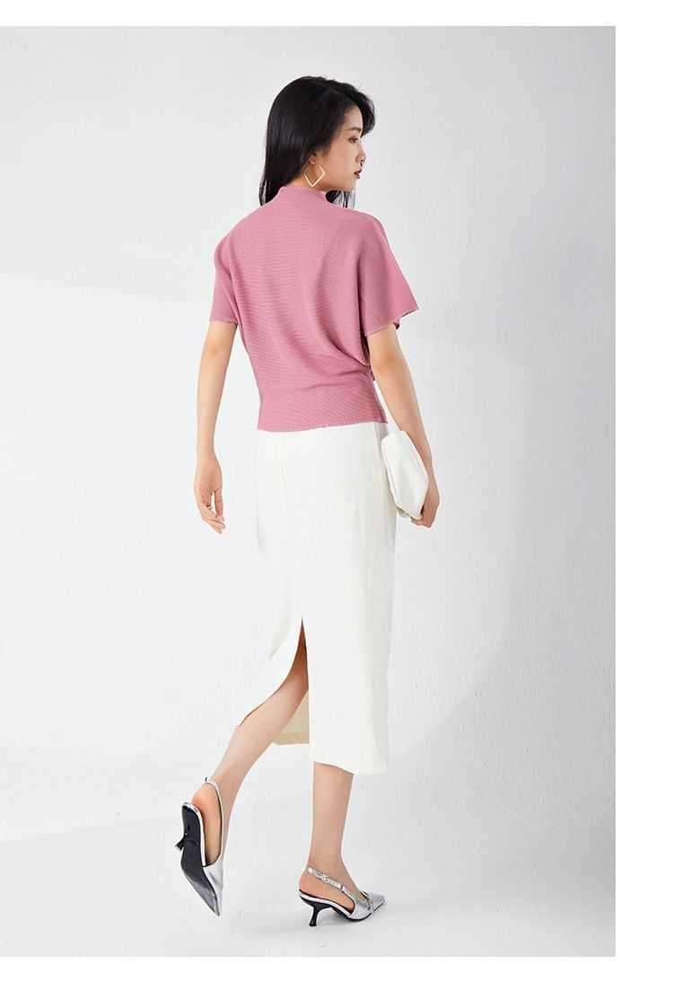 ピンクコーデ ドルマンスリーブニットトップス