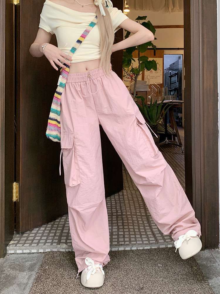 ピンクコーデ カーゴワイド ゆったり楽ちん ピンクパンツ
