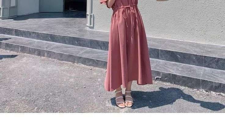 ピンクコーデ シャツカラーマキシピンクワンピース