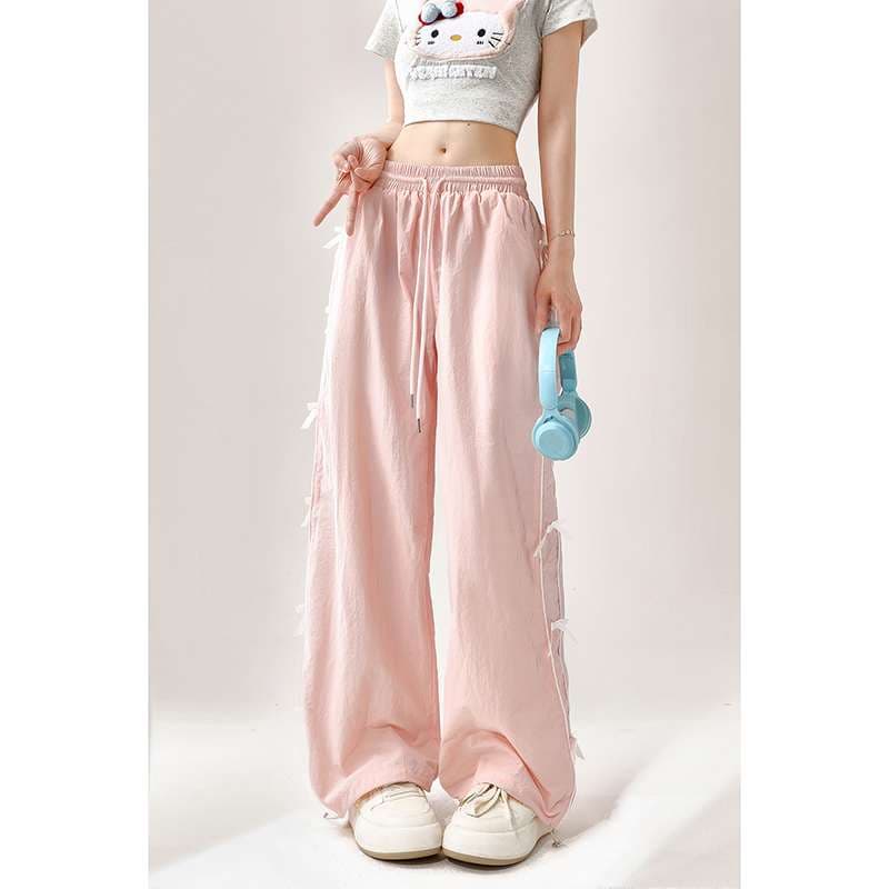 ピンクコーデ ゆったりカジュアルワイドパンツ