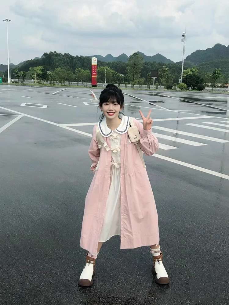 ピンクコーデ ふんわりガーリーな長袖ロングワンピース
