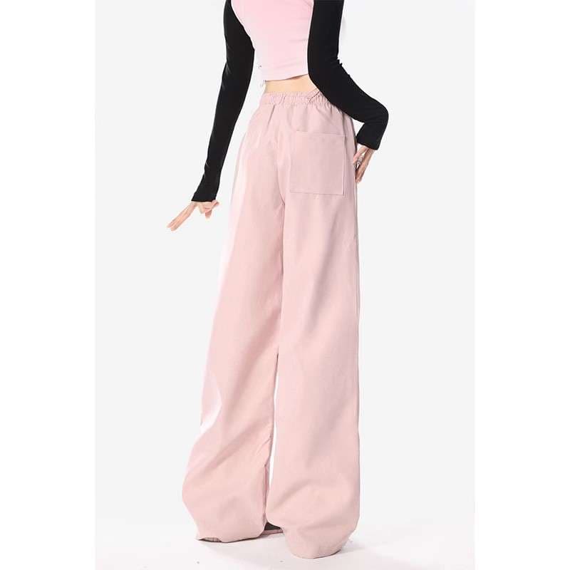 ピンクコーデ グラフィティ風プリントワイドパンツ