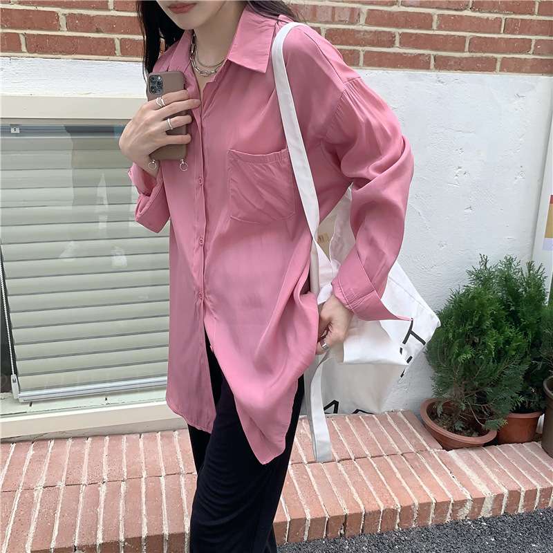 ピンクコーデ ゆったりシルエット バブーシュ 大きめ リラックス オーバーサイズ ピンクシャツ