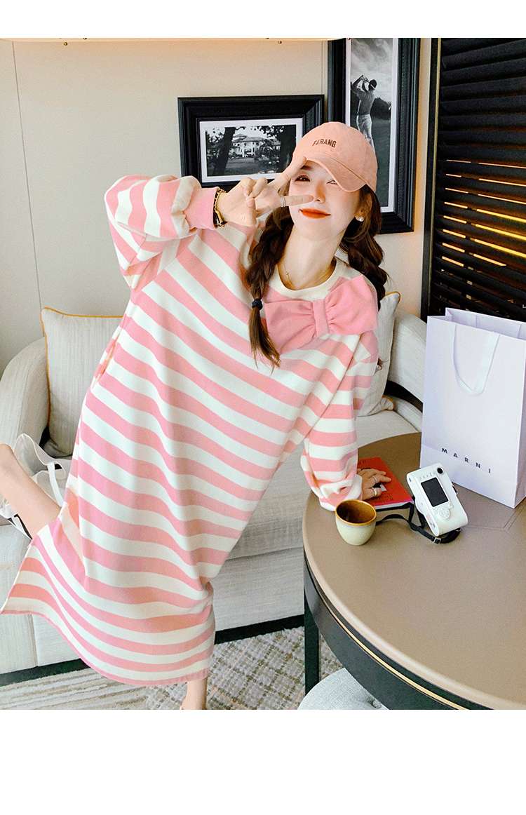 ピンクコーデ ふんわりリボン付きマキシワンピース
