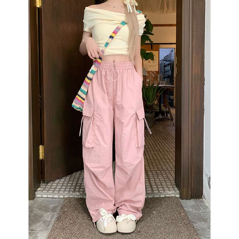ピンクコーデ カーゴワイド ゆったり楽ちん ピンクパンツ