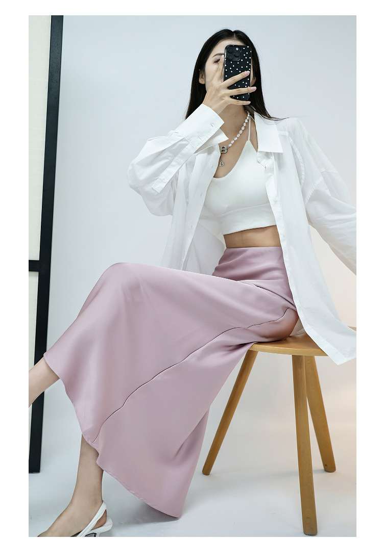 ピンクコーデ エレガントマーメイドラインのロングピンクスカート