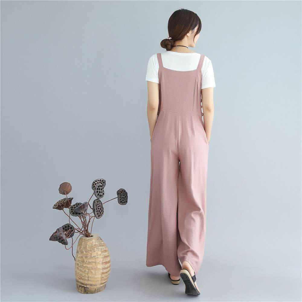 ピンクコーデ ゆったりオールインワン サロペット ピンクパンツ