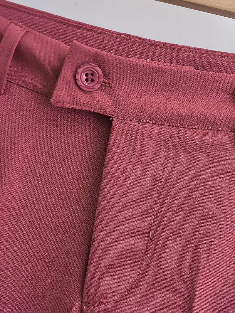 ピンクコーデ ハイウエスト ストレート 上品 スタイルアップ スラックス ボルドーピンクパンツ