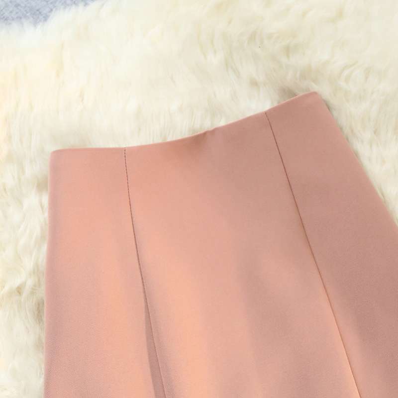 ピンクコーデ マーメイド 切替 フレア ピンクスカート