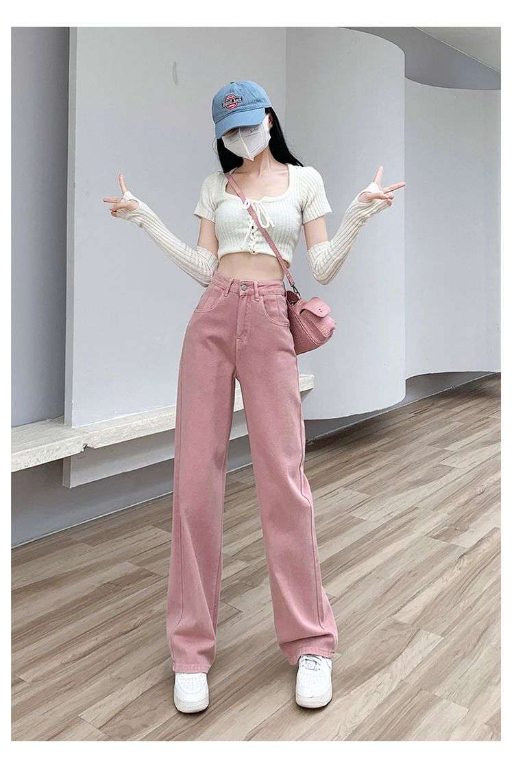 ピンクコーデ ゆったりストレートワイドパンツ