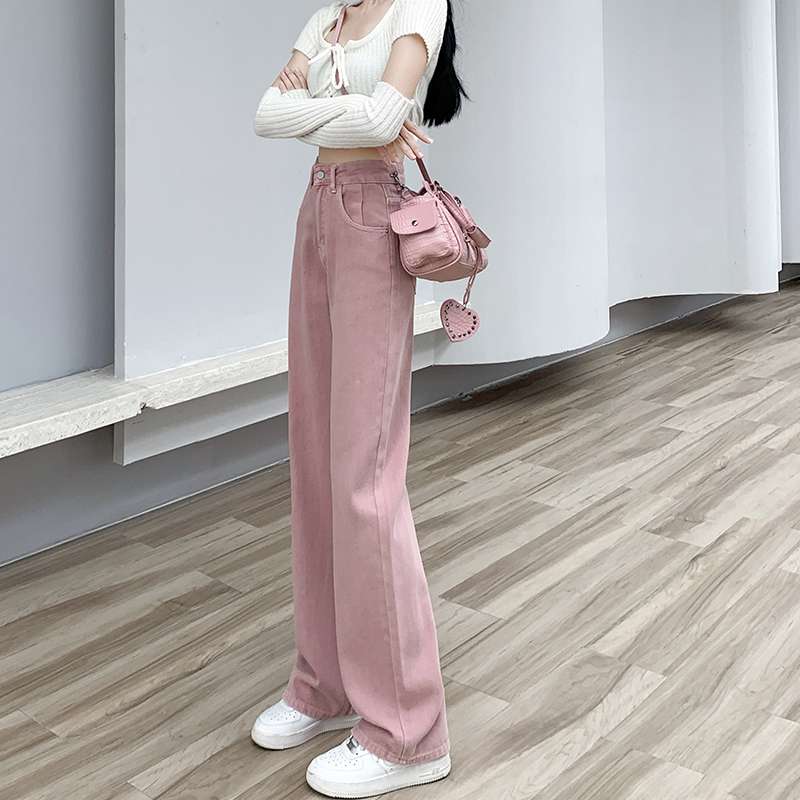 ピンクコーデ ゆったりストレートワイドパンツ