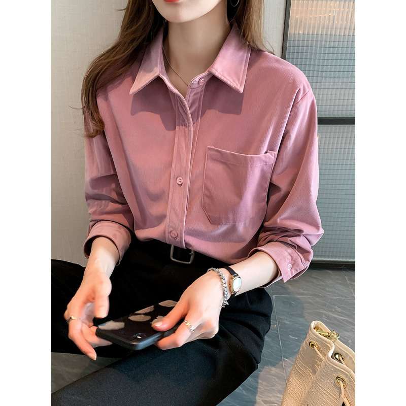 ピンクコーデ ゆったり シルエット 上品 長袖 シンプル 無地 着回し ピンクブラウス シャツ くすみピンク ピンクコーデ