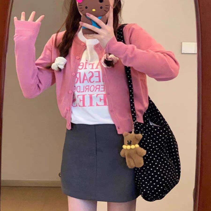 ピンクコーデ ふわもこ優しい手触りカーディガン