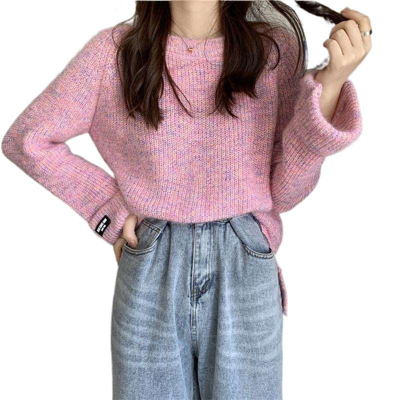 ピンクコーデ ふわふわ モヘアニット ピンクセーター トップス ゆったりシルエット トップス レディース カジュアル きれいめ ピンクコーデ