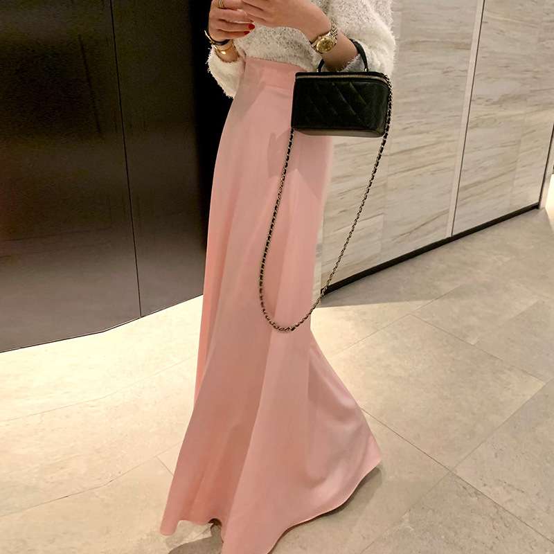 ピンクコーデ ふんわり エレガント 優雅 カジュアル フォーマル マキシ丈 フレア スカート
