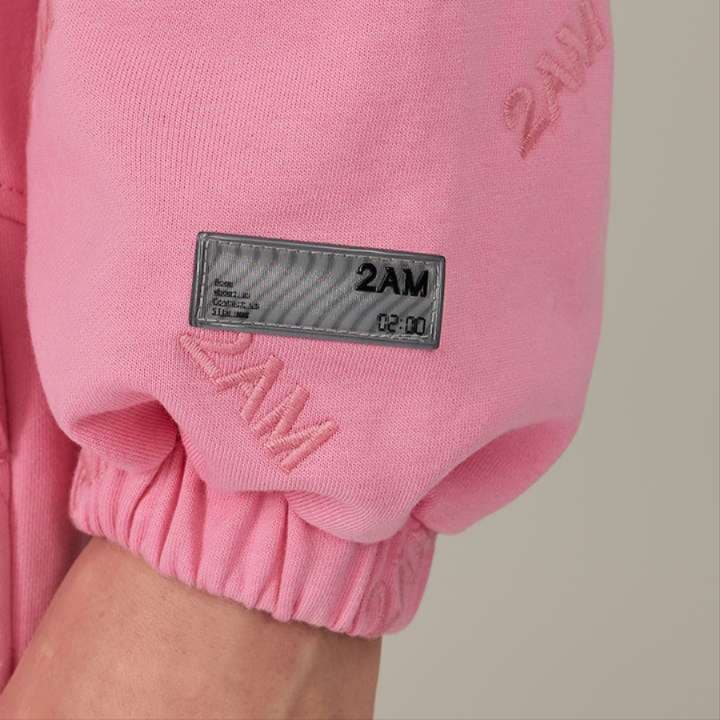 ピンクコーデ 2AM ゆったりクロップドパーカー トップス