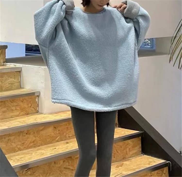 ピンクコーデ 春ふわもこボア風パーカー レディースゆったりトップス